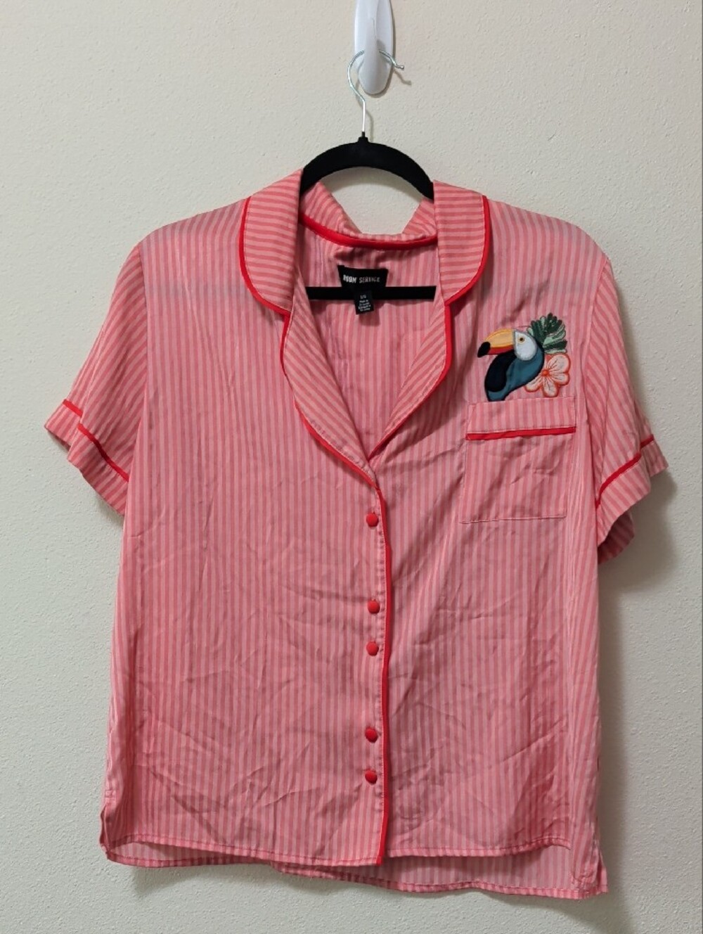 Pink Striped Short Sleeve Toucan Pajama Set - Picture 3 of 6